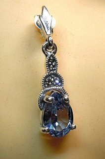 Aquamarin Jugendstil Silber Hnge Ohrringe mit Markasiten