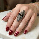 Vintage Jugendstil Ring 925 Silber Onyx & Markasit – Juweliers Restbestand