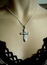 Edles, elegantes Design Perlmutt Silberkreuz mit Kette