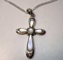 Edles, elegantes Design Perlmutt Silberkreuz mit Kette