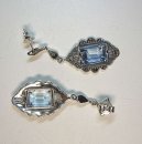 925 Silber Aquamarin Jugendstil Hänge Ohrringe mit...