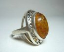 925 Silber ART DECO Ring mit Bernstein Handarbeit um 1925