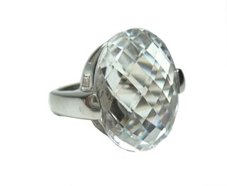 Zeitlos moderner Silber Designer Ring mit Bergkristall RG50