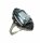 Noblesse Silber Jugendstil Navette Ring mit Aquamarin + Markasiten RG56