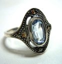 925 Silber Jugendstil Aquamarin Ring Pforzheim