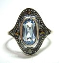 925 Silber Jugendstil Aquamarin Ring Pforzheim