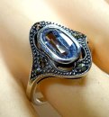 925 Silber Jugendstil Aquamarin Ring Pforzheim