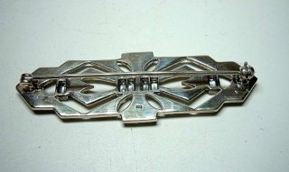 Glamourse 925 Silber Jugendstil Aquamarin Brosche