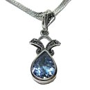 Aquamarin Anhänger Tropfenform mit Markasiten...