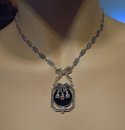 925 Sterling Onyx und Rubin Jugendstil Collier mit...