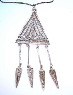 Kult 70ger Jahre Space Age Silber Collier 4 Seelen Traum - Designerstck