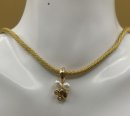 585 Gold Collier mit Perlen & Brillant Anhänger in Reben Form