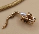 585 Gold Collier mit Perlen & Brillant Anhänger in Reben Form