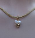 585 Schlangen Collier mit Perlen & Brillant...