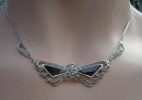 925 Silber Jugendstil Collier mit Onyx und...