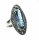 Noblesse Silber Jugendstil Ring mit ovalem Aquamarin + Markasiten  RG58