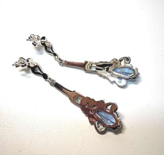 925 Silber Aquamarin ART DECO Hnge Ohrringe mit handgefassten Markasiten