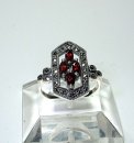 Silber ART DECO Ring mit Granatbesatz und Markasiten RG54