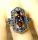 Silber ART DECO Ring mit Granatbesatz und Markasiten RG54