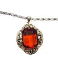 Edler Jugendstil Anhänger mit facettiertem Citrin in 835er Silber – Original um 1920 inkl. 925er Silberkette