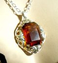 Edler Jugendstil Anhänger mit facettiertem Citrin in 835er Silber – Original um 1920 inkl. 925er Silberkette