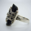 Eleganter Sterling Silber Onyx Art Deco Ring mit Markasiten RG56