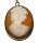 Biedermeier Muschelkamee-Anhänger, vergoldetes Kupfer – um 1840