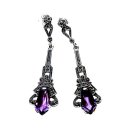 925 Silber Amethyst ART DECO Hänge Ohrringe mit...