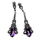 Art-Deco Ohrschmuck aus 925 Silber mit Amethyst & Markasit – handgefertigte Exklusivität