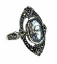 Noblesse Silber Jugendstil Ring mit ovalem Aquamarin +...