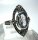 Noblesse Silber Jugendstil Ring mit ovalem Aquamarin + Markasiten handgefaßt