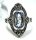 Noblesse Silber Jugendstil Ring mit ovalem Aquamarin + Markasiten handgefaßt RG53