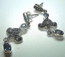 925 Silber Aquamarin Jugendstil Ohrringe mit...