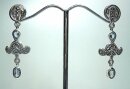 925 Silber Aquamarin Jugendstil Ohrringe mit handgefassten Markasiten