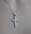 925 Silber Collier Kette mit Kristall gefasstem Kruzifix...