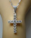 925 Silber Collier Kette mit Kristall gefasstem Kruzifix Kreuz