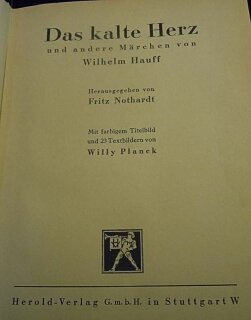 Das kalte Herz und andere Märchen von Wilhelm Hauff 1946 Militärausgabe