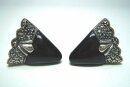 Art Deco Dreieck Silber Ohrstecker Ohrringe mit Onyx und...