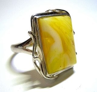 925 Silber Designer Ring mit Butterscotch Bernstein Vintage RG 60