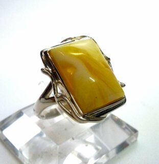 925 Silber Designer Ring mit Butterscotch Bernstein Vintage RG 60