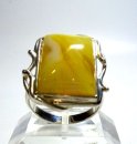 925 Silber Designer Ring mit Butterscotch Bernstein Vintage RG 60