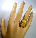 925 Silber Designer Ring mit Butterscotch Bernstein Vintage RG 60