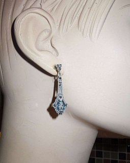 925 Silber Aquamarin Jugendstil Hnge Ohrringe mit handgefassten Markasiten