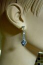 925 Silber Aquamarin Jugendstil Hänge Ohrringe mit handgefassten Markasiten