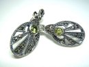 ART DECO Peridot 925 Silber Hänge Ohrringe mit...