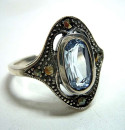 925 Silber Jugendstil Aquamarin Ring Pforzheim  54