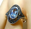 925 Silber Jugendstil Aquamarin Ring Pforzheim  54