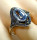 925 Silber Jugendstil Aquamarin Ring Pforzheim  54