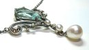 Pforzheimer traumhaftes edles Aquamarin Jugendstil Collier mit Perlen