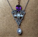 Pforzheimer Jugendstil-Collier aus 925 Silber mit Amethyst & Perlen – Handarbeit